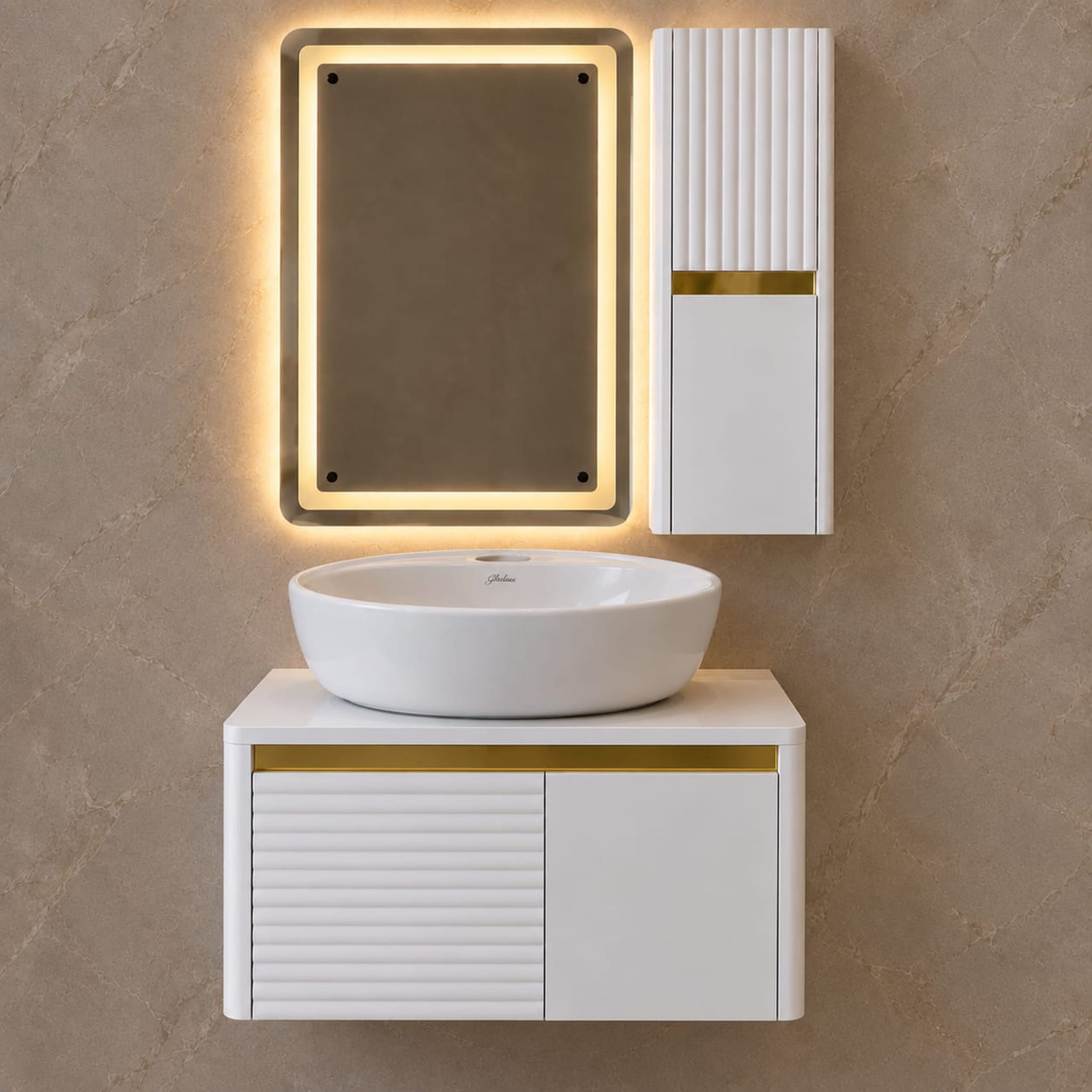 ست کابینت و روشویی مدل Vida01 به همراه باکس و آینه بک لایت